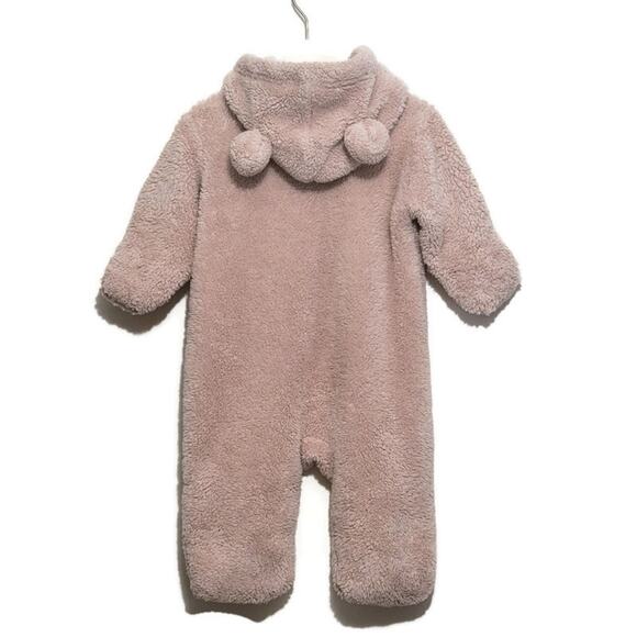 Hanna Andersson Sherpa Teddy Bear Hooded Zip Front Bunting Snowsuit Size 6-12M - Picture 3 of 11